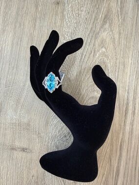 Ring Blue Stone with Stones Sterling Silver Size 7-NWT